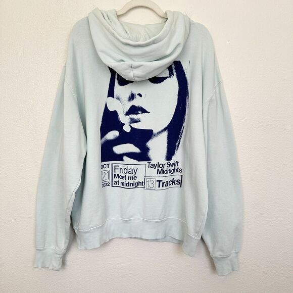Taylor Swift Midnights Hoodie Album Promo 2022 Light Blue Size Large Eras Tour - Picture 1 of 11